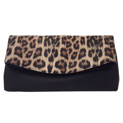 Synthetic Leather Leopard Print Fold Over Clutch