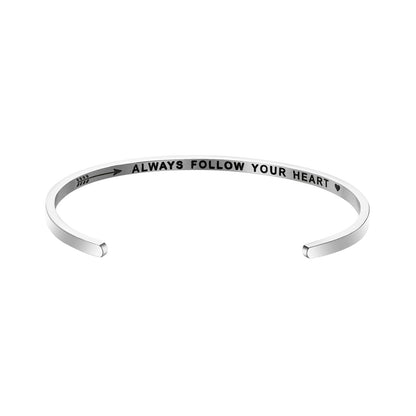 JNB/3004/Inspirational Engraved Stainless Steel Cuff Bracelet Personalized Gift