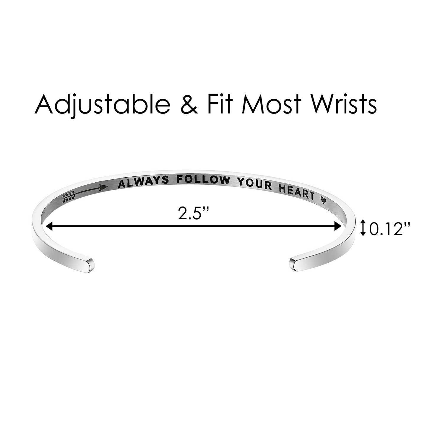 JNB/3004/Inspirational Engraved Stainless Steel Cuff Bracelet Personalized Gift