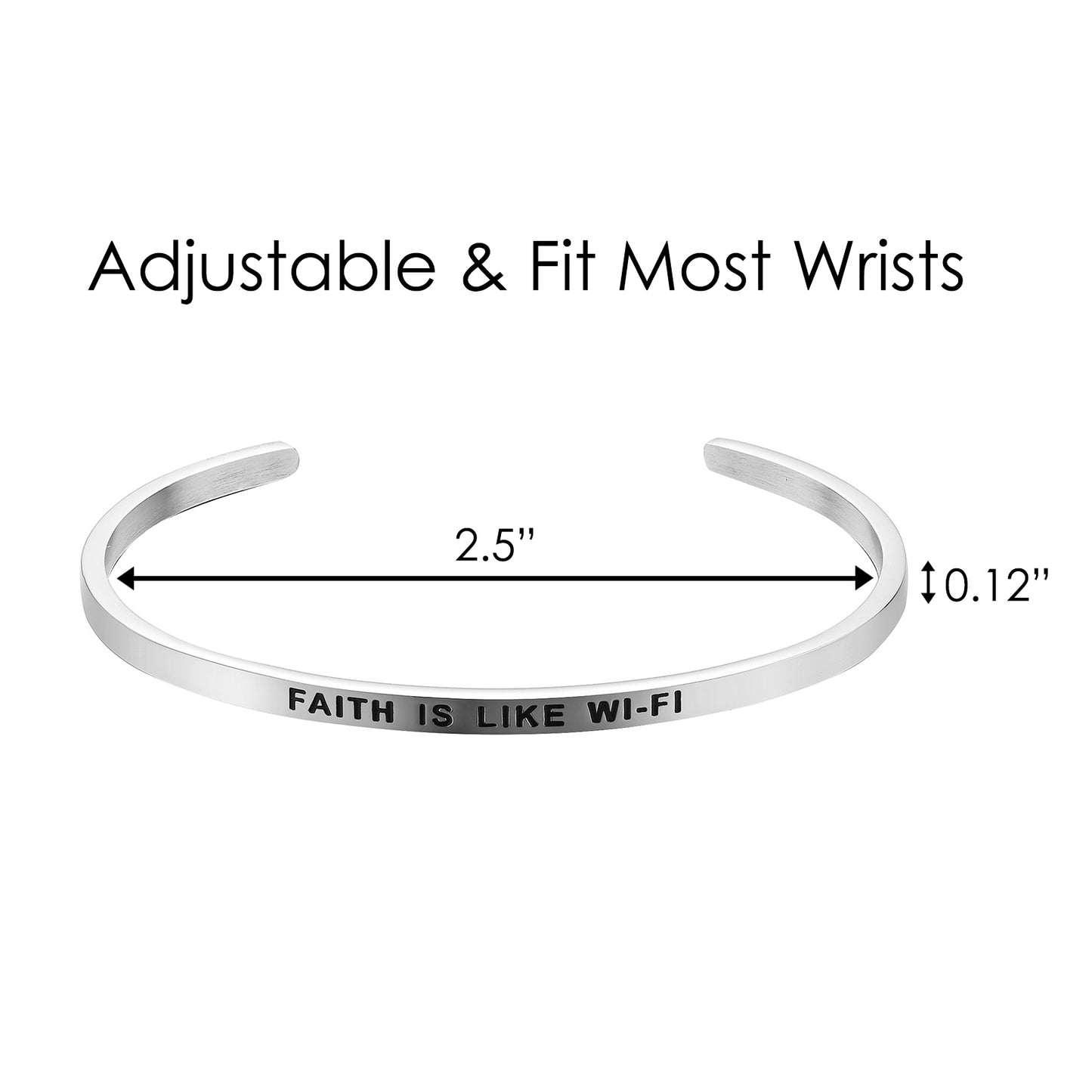 JNB/3005/Inspirational Engraved Stainless Steel Cuff Bracelet Personalized Gift