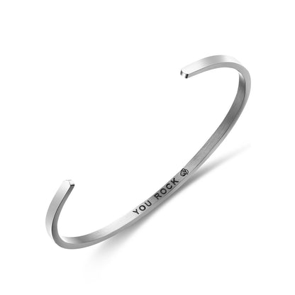 JNB/3007/Inspirational Engraved Stainless Steel Cuff Bracelet Personalized Gift