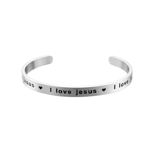 JNB/3008/Inspirational Engraved Stainless Steel Cuff Bracelet Personalized Gift