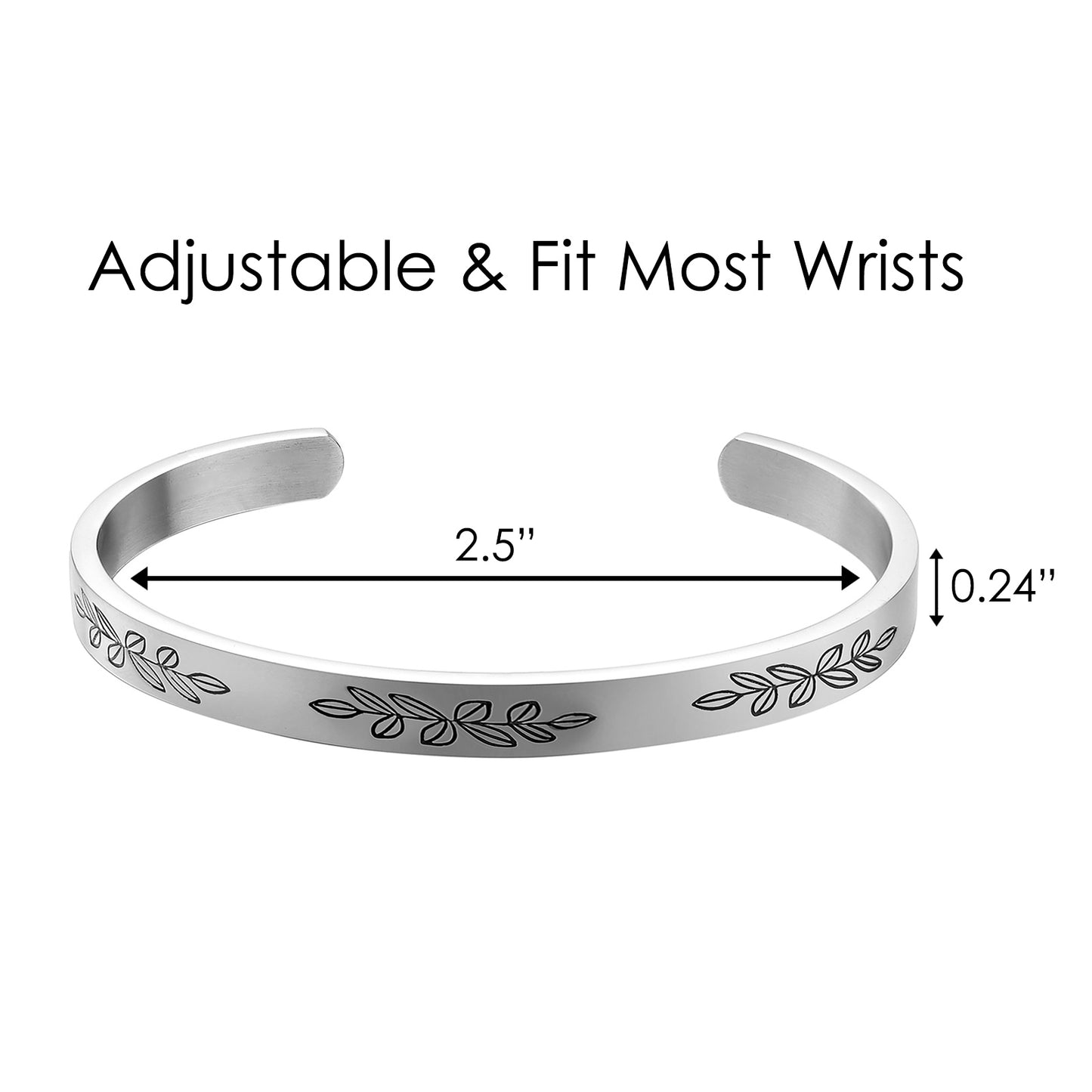 JNB/3009/Inspirational Engraved Stainless Steel Cuff Bracelet Personalized Gift