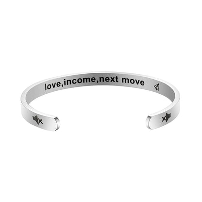 JNB/3010/Inspirational Engraved Stainless Steel Cuff Bracelet Personalized Gift