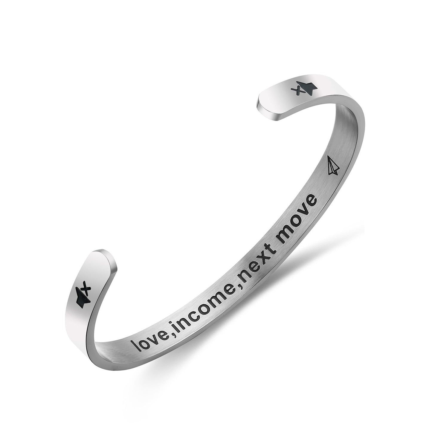 JNB/3010/Inspirational Engraved Stainless Steel Cuff Bracelet Personalized Gift