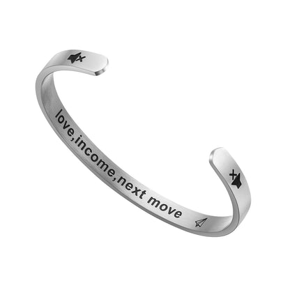 JNB/3010/Inspirational Engraved Stainless Steel Cuff Bracelet Personalized Gift