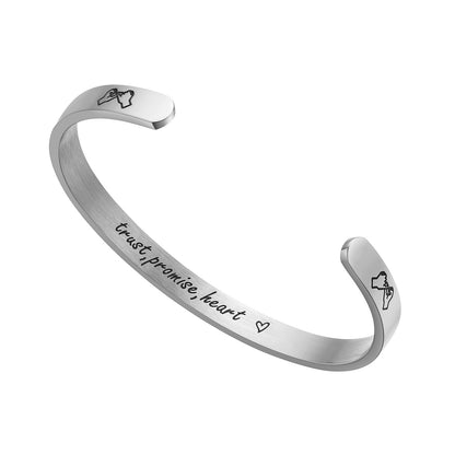 JNB/3011/Inspirational Engraved Stainless Steel Cuff Bracelet Personalized Gift