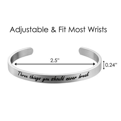 JNB/3011/Inspirational Engraved Stainless Steel Cuff Bracelet Personalized Gift