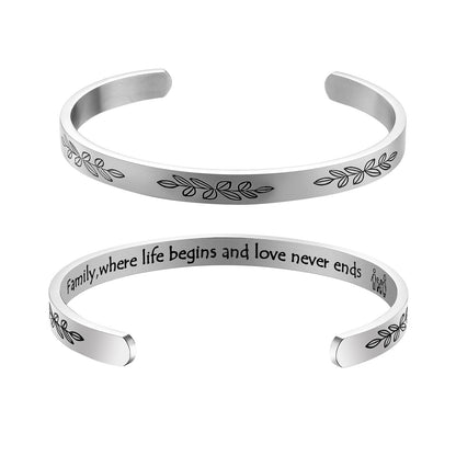 JNB/3013/Inspirational Engraved Stainless Steel Cuff Bracelet Personalized Gift