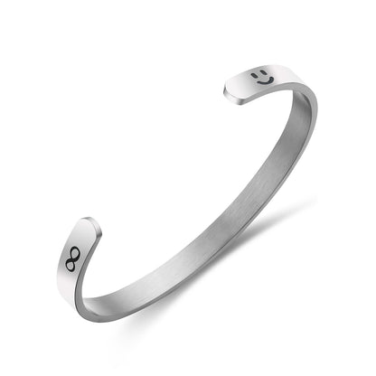 JNB/3014/Inspirational Engraved Stainless Steel Cuff Bracelet Personalized Gift