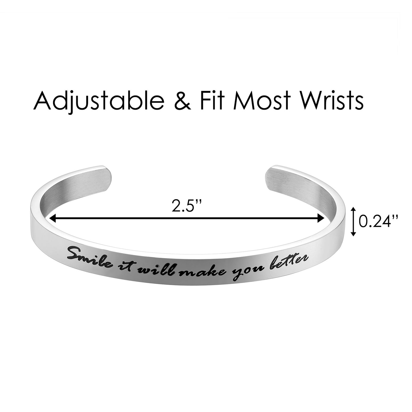 JNB/3014/Inspirational Engraved Stainless Steel Cuff Bracelet Personalized Gift