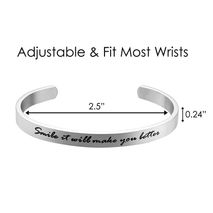 JNB/3014/Inspirational Engraved Stainless Steel Cuff Bracelet Personalized Gift