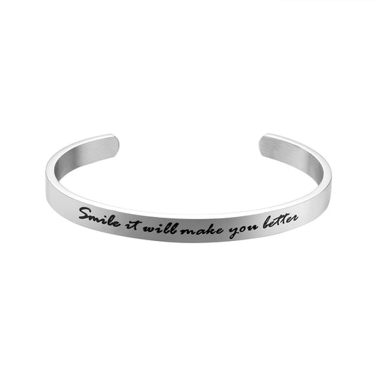 JNB/3014/Inspirational Engraved Stainless Steel Cuff Bracelet Personalized Gift