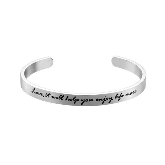 JNB/3016/Inspirational Engraved Stainless Steel Cuff Bracelet Personalized Gift