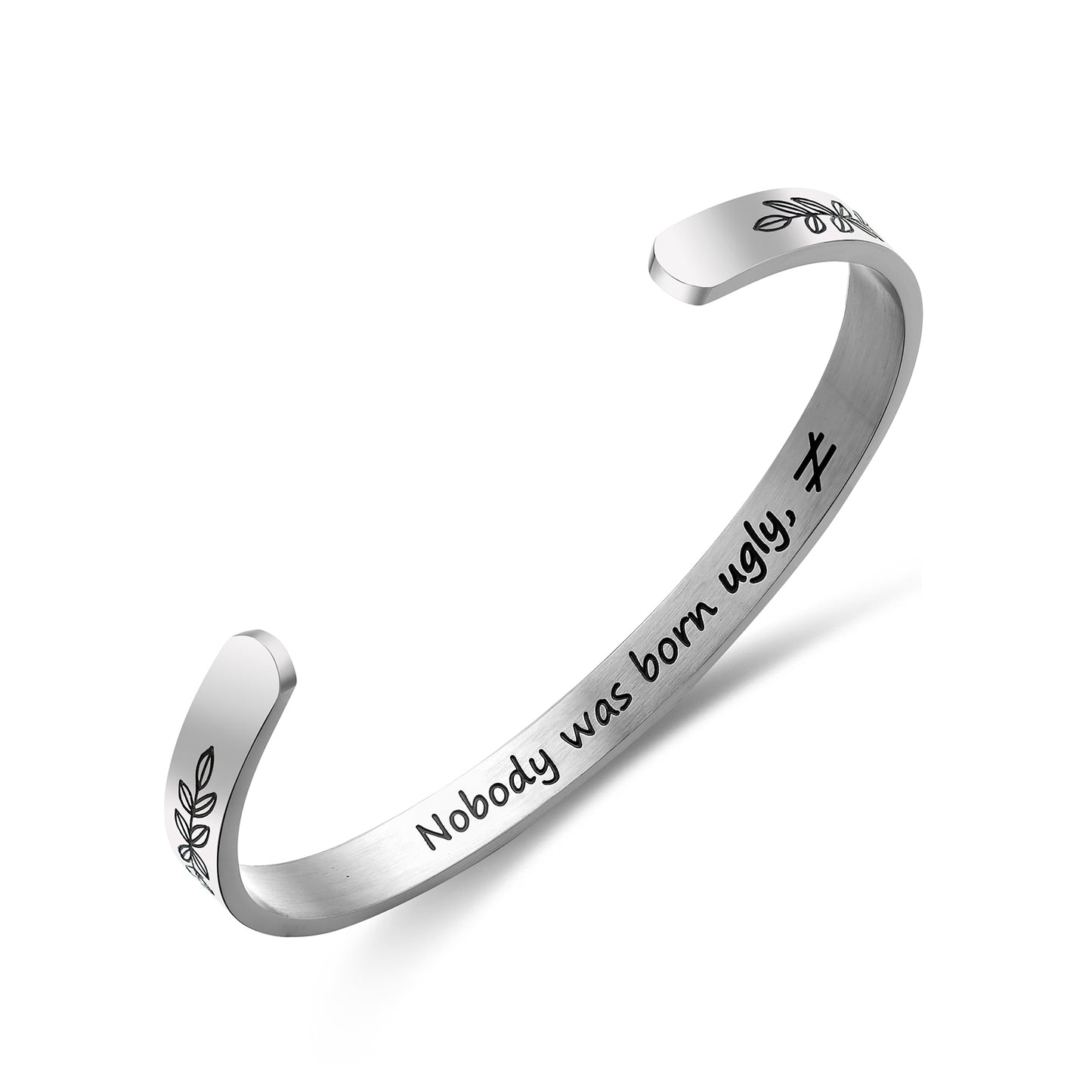 JNB/3017/Inspirational Engraved Stainless Steel Cuff Bracelet Personalized Gift