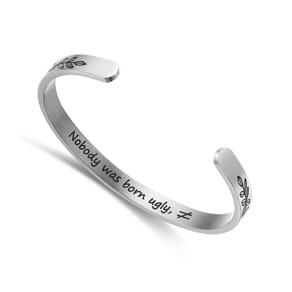 JNB/3017/Inspirational Engraved Stainless Steel Cuff Bracelet Personalized Gift