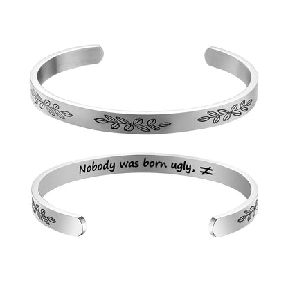 JNB/3017/Inspirational Engraved Stainless Steel Cuff Bracelet Personalized Gift