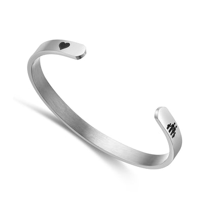 JNB/3018/Inspirational Engraved Stainless Steel Cuff Bracelet Personalized Gift