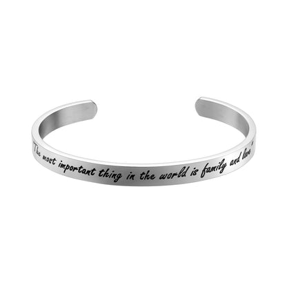 JNB/3018/Inspirational Engraved Stainless Steel Cuff Bracelet Personalized Gift