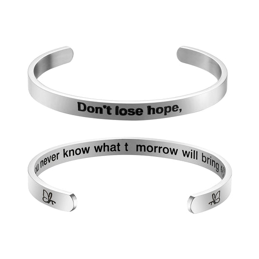 JNB/3019/ Inspirational Engraved Stainless Steel Cuff Bracelet Personalized Gift