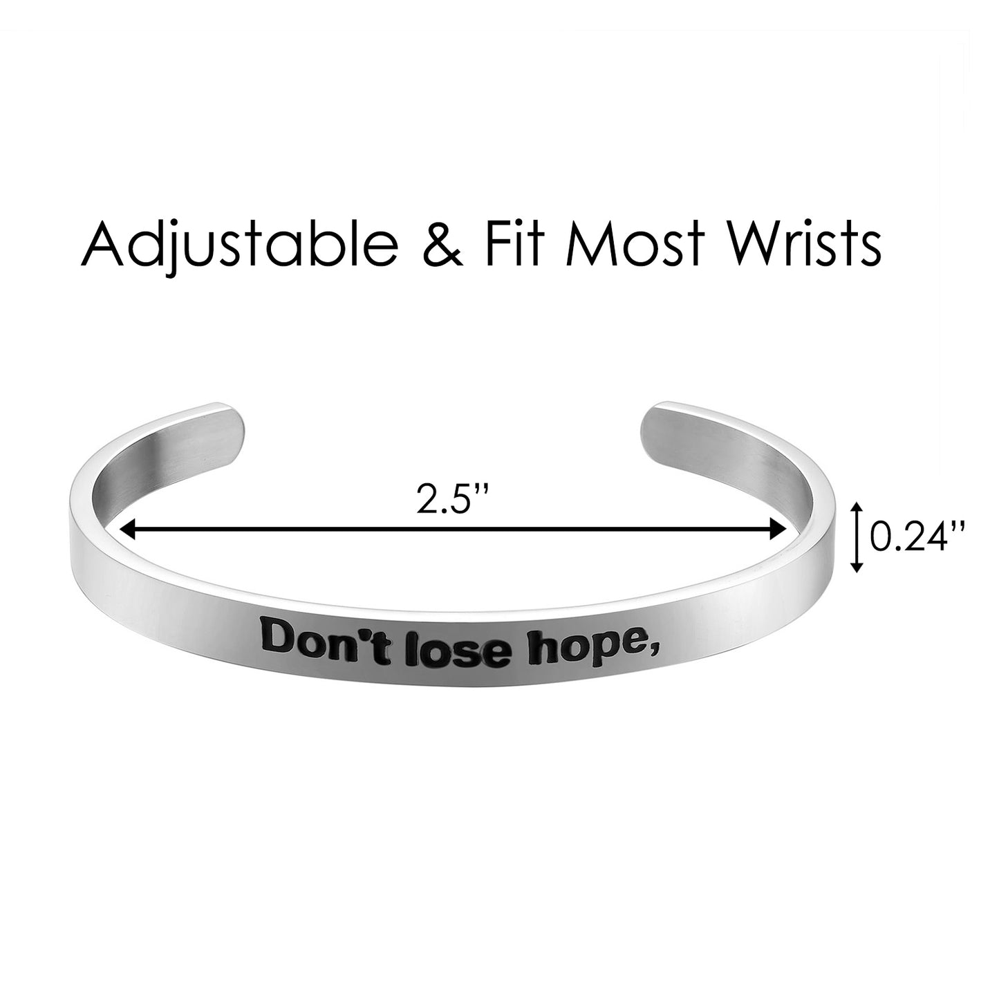 JNB/3019/ Inspirational Engraved Stainless Steel Cuff Bracelet Personalized Gift