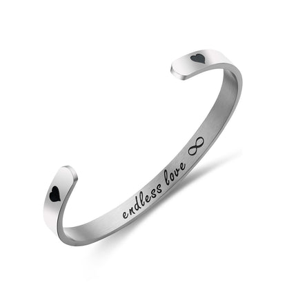 JNB/3020/Inspirational Engraved Stainless Steel Cuff Bracelet Personalized Gift