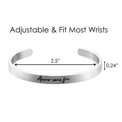 JNB/3020/Inspirational Engraved Stainless Steel Cuff Bracelet Personalized Gift