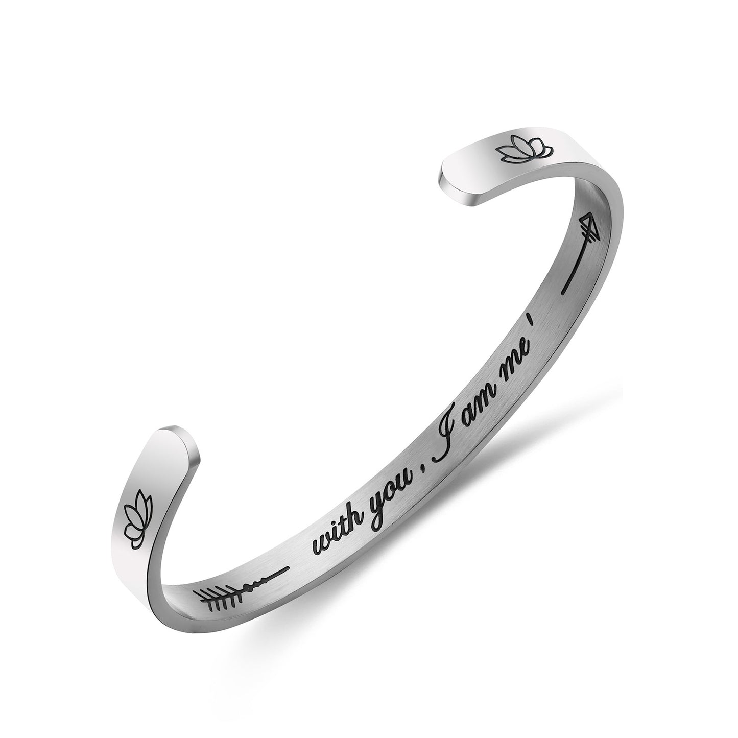 JNB/3022/Inspirational Engraved Stainless Steel Cuff Bracelet Personalized Gift