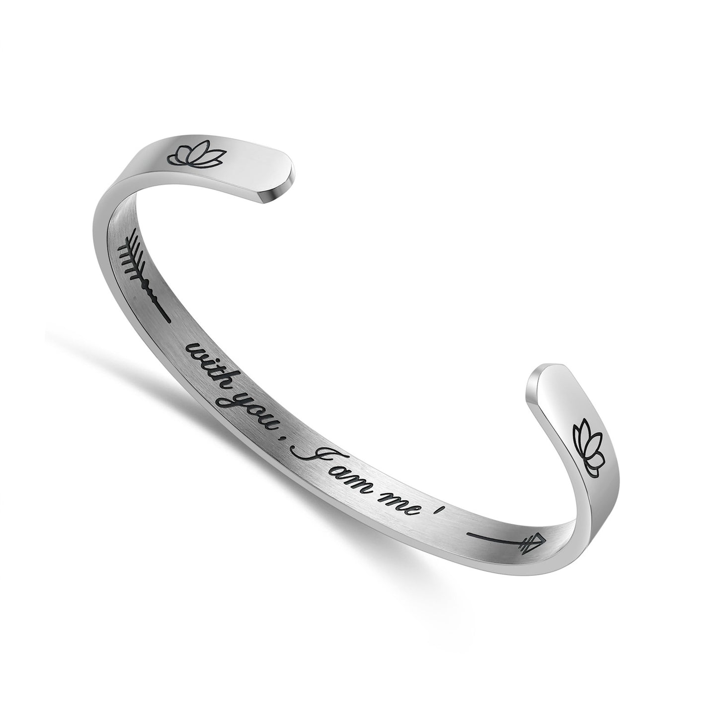 JNB/3022/Inspirational Engraved Stainless Steel Cuff Bracelet Personalized Gift