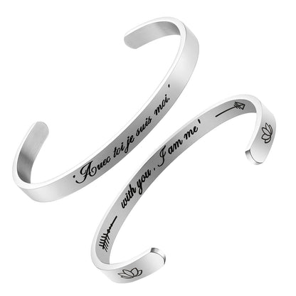 JNB/3022/Inspirational Engraved Stainless Steel Cuff Bracelet Personalized Gift