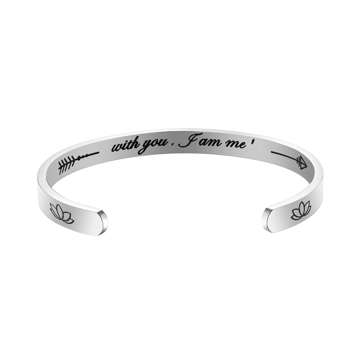 JNB/3022/Inspirational Engraved Stainless Steel Cuff Bracelet Personalized Gift