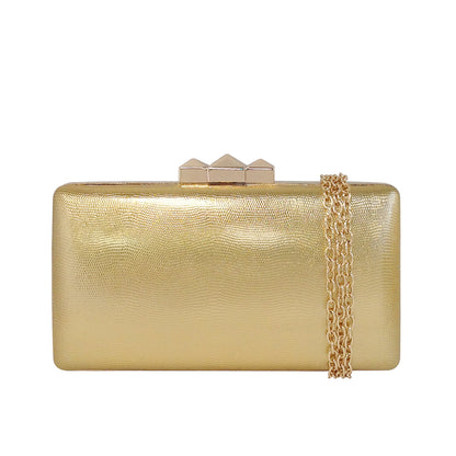 Metallic Hard Case Box Clutch