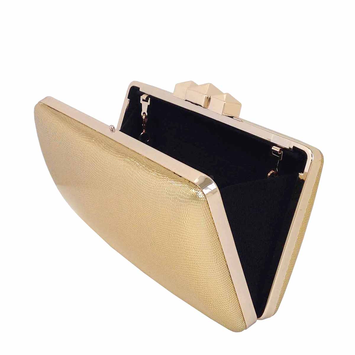 Metallic Hard Case Box Clutch