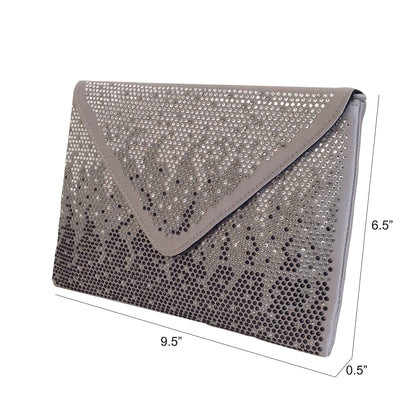 Stone Accent Fabric Envelope Clutch