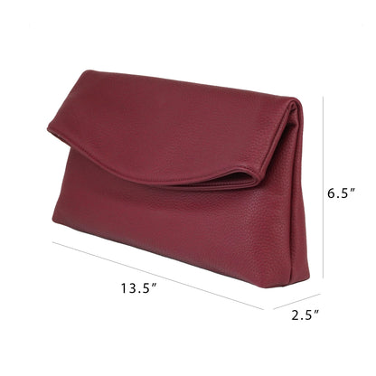 Faux Leather Oversize Foldover Clutch