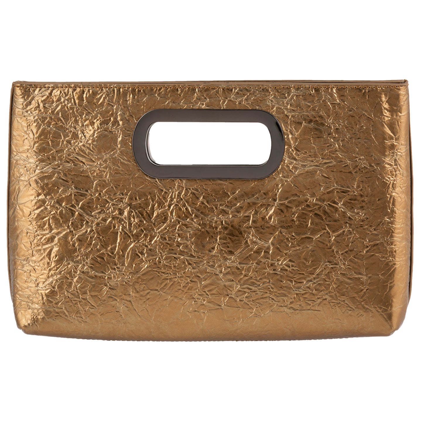 Crushed Metallic Top Handle Clutch