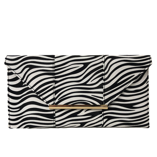 Synthetic Leather Zebra Print Envelope Clutch