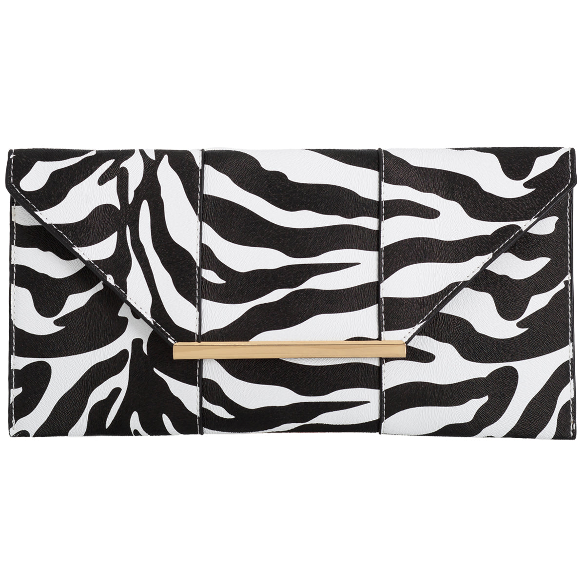 Synthetic Leather Zebra Print Envelope Clutch