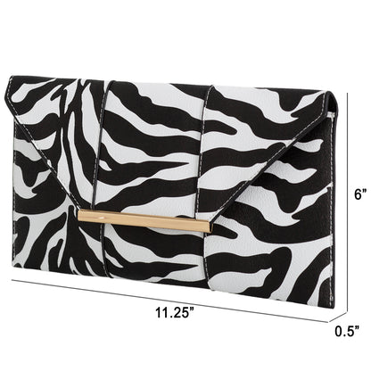 Synthetic Leather Zebra Print Envelope Clutch