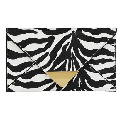 Synthetic Leather Zebra Print Envelope Clutch