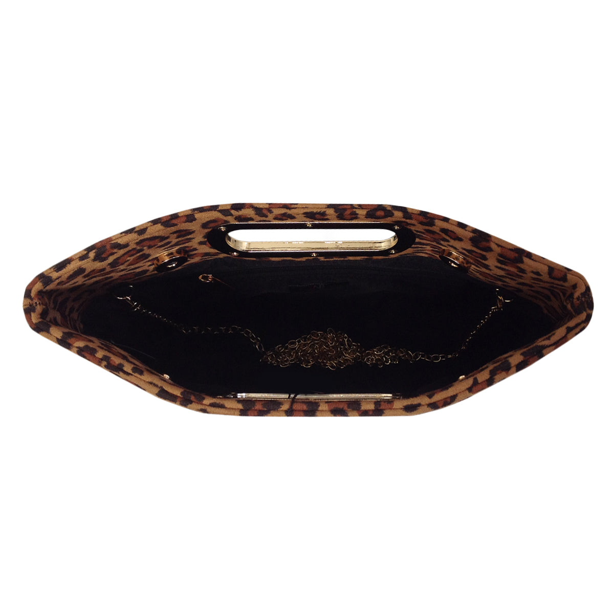 Faux Suede Top Handle Small Leopard Clutch