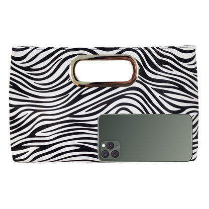 Top Handle Zebra Print Clutch