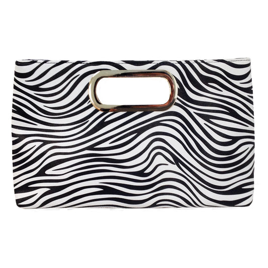 Top Handle Zebra Print Clutch