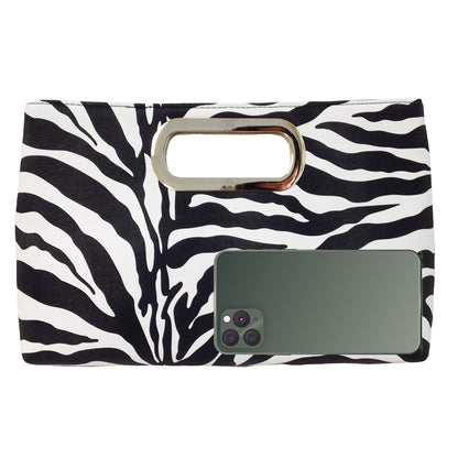 Top Handle Zebra Print Clutch