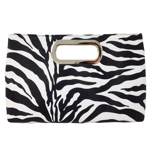 Top Handle Zebra Print Clutch