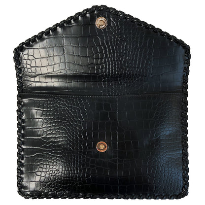 Flat Crocodile Pattern Envelope Clutch