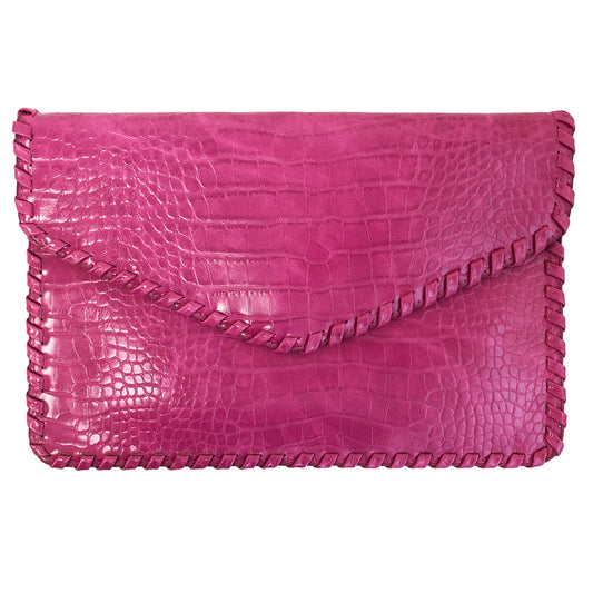 Flat Crocodile Pattern Envelope Clutch