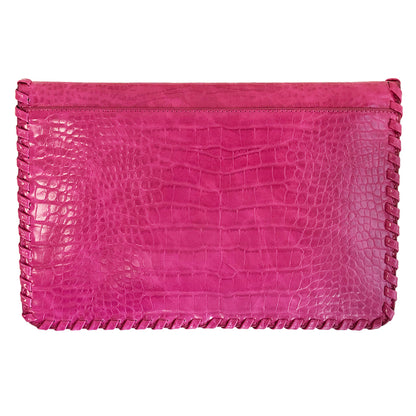 Flat Crocodile Pattern Envelope Clutch