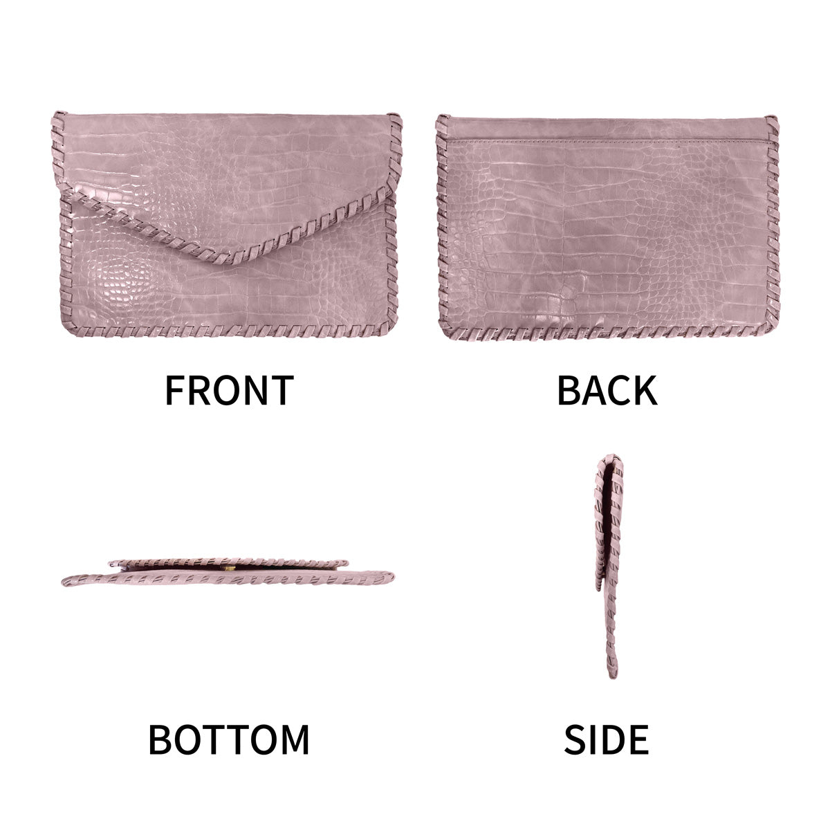 Flat Crocodile Pattern Envelope Clutch