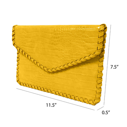 Flat Crocodile Pattern Envelope Clutch